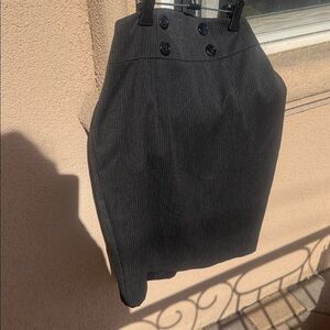 Bebe Gray Pinstripe skirt with Button Detail